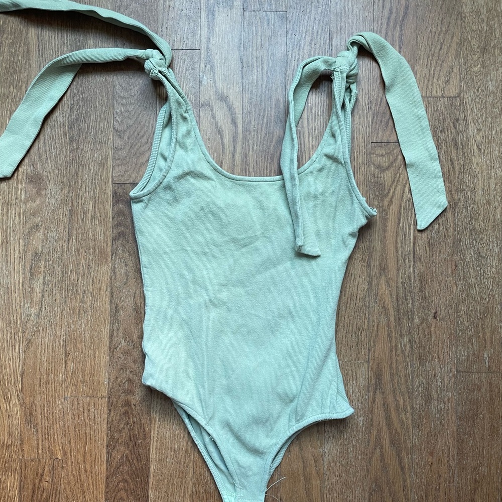 Princess Polly Green Bodysuit with Textured Fabric